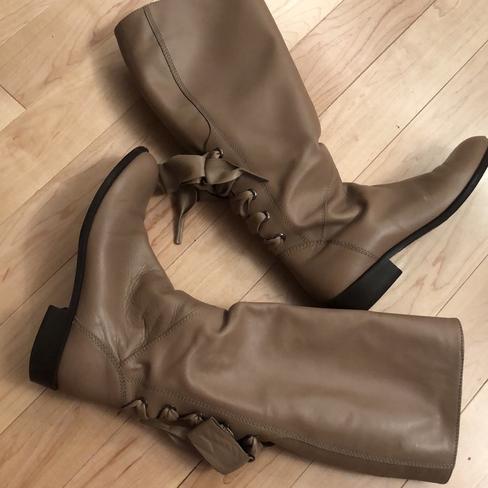 VALENTINO BOOTS NUDE natural Leather Size 38 14” at the calf - Picture 7 of 10